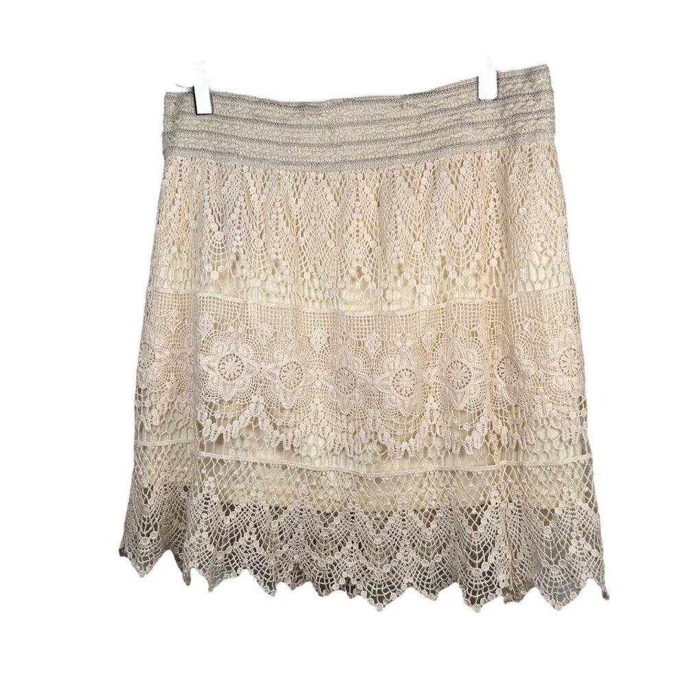 Blue Island L/XL Lace Mini Skirt Stretch Boho Western Concert Festival